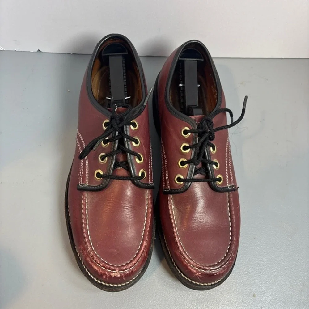 Vintage Moc Toe Oxford Shoes Mens 9D‎ Burgundy Leather Workwear Heritage Korea